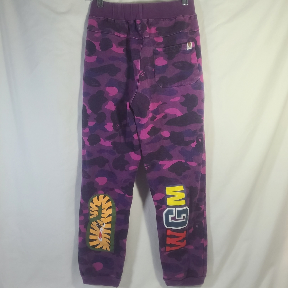 A Bathing Ape BAPE Shark Purple Camo Sweats 100% Cotton Sweatpants Sz. Medium - Picture 4 of 14